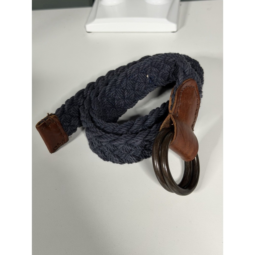 Vintage Y2K Denim Ralph Lauren Braided Double O Belt Blue Surfer Summer A1-0102